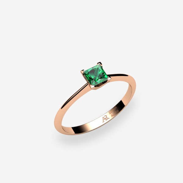 Rigel Bague de fiançailles solitaire Émeraude Or rose 18 carats