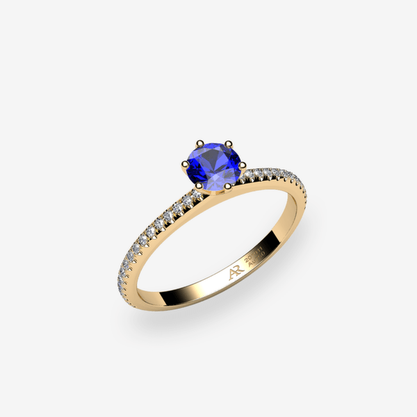 Stella Bague de fiançailles solitaire Saphir bleu Or jaune 18 carats