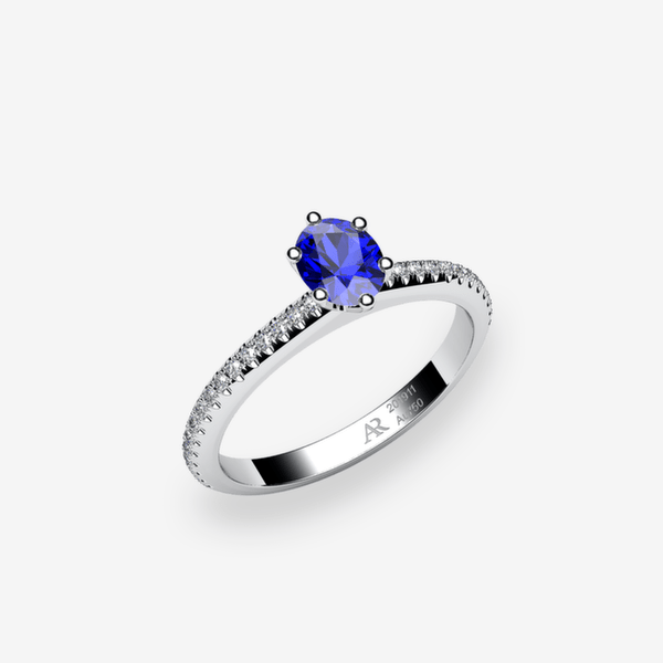 Stella Bague de fiançailles solitaire Saphir bleu Platine 950‰