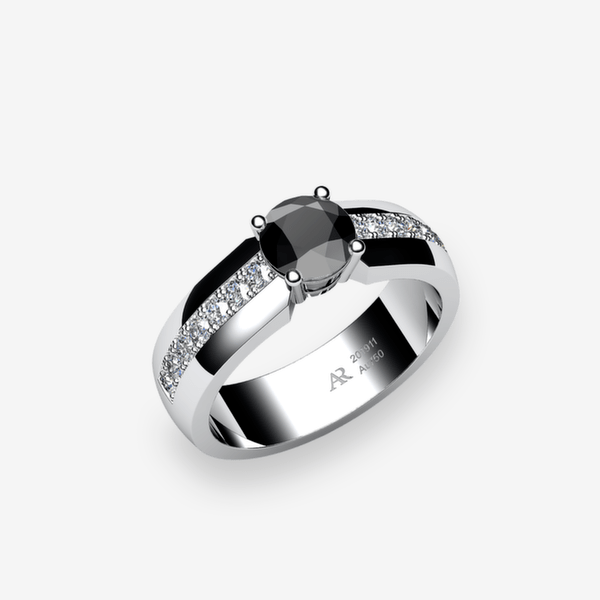 Galatée Bague Diamant noir Platine 950‰