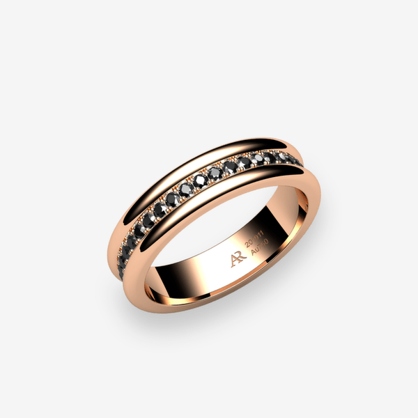 Florence Bague Diamants noirs Or rose 18 carats