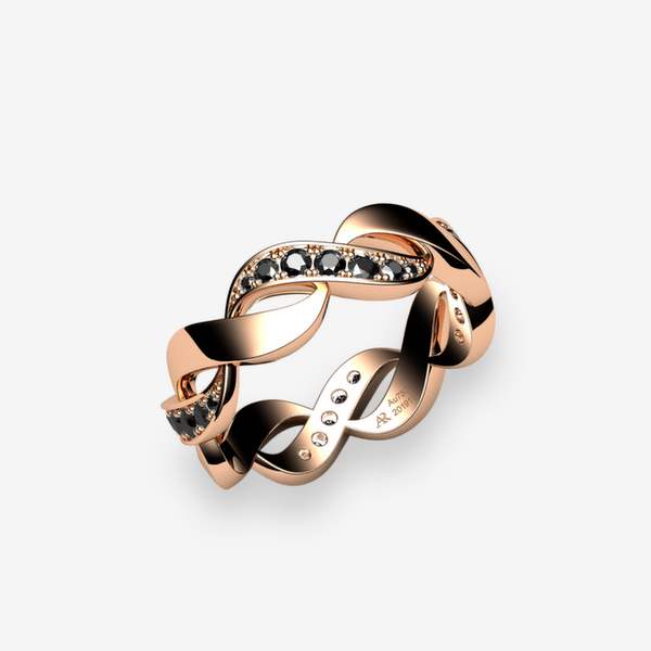 Néréides Bague Diamants noirs Or rose 18 carats