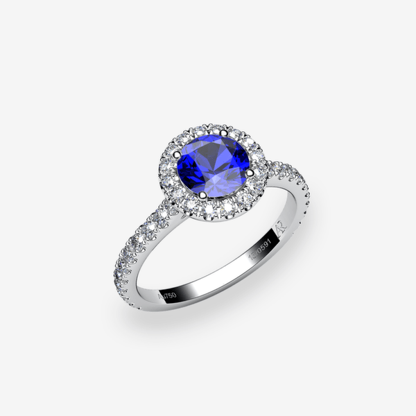 Tendresse Bague entourage Saphir bleu Platine 950‰