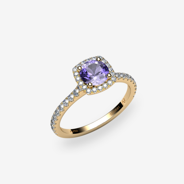 Grâce Bague entourage Tanzanite Or jaune 18 carats