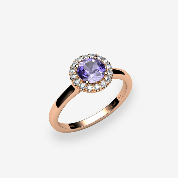 Tendresse Bague entourage Tanzanite Or rose 18 carats