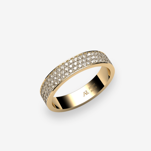 Venise Bague pavage Diamants bruns Or jaune 18 carats