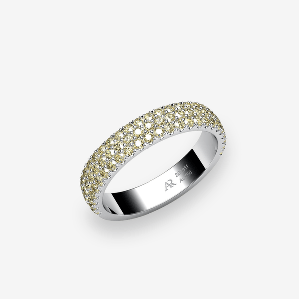 Grâce Bague pavage Diamants jaunes Platine 950‰