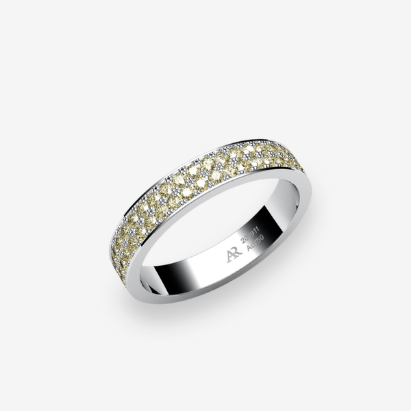 Venise Bague pavage Diamants jaunes Platine 950‰