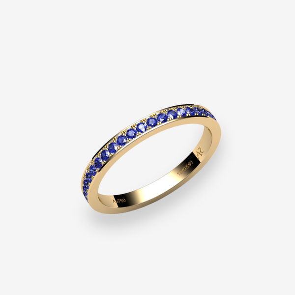Venise Bague pavage Saphirs bleus Or jaune 18 carats