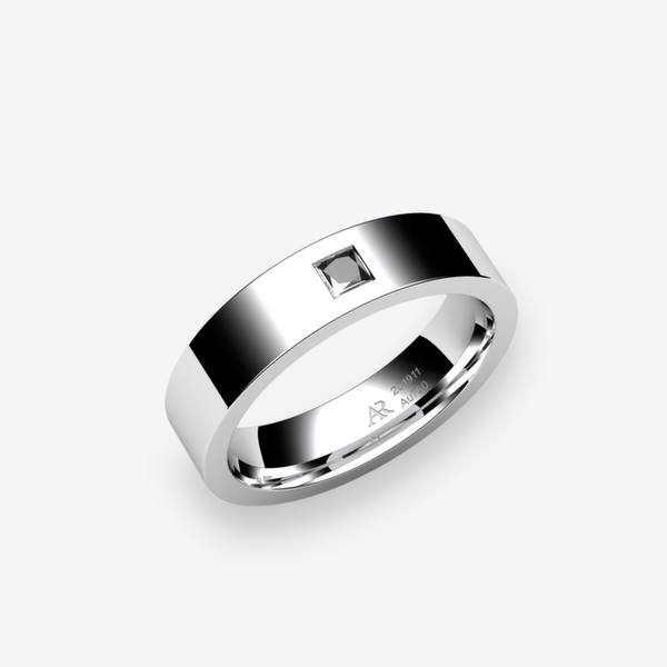 Tango Bague ruban plat Diamant noir Platine 950‰