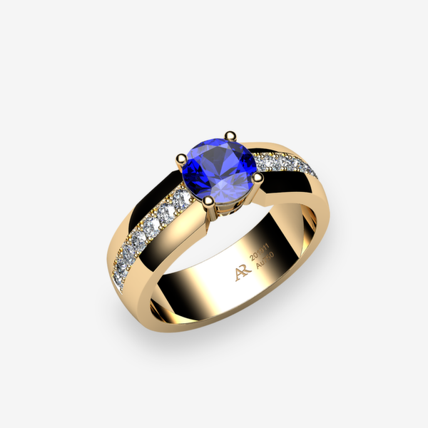 Galatée Bague Saphir bleu Or jaune 18 carats