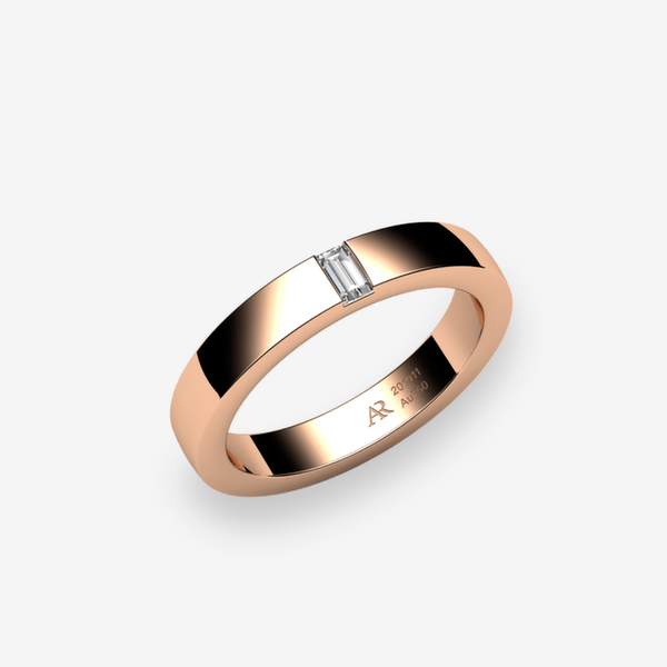 Zayane Bague serti barrette Diamant Or rose 18 carats