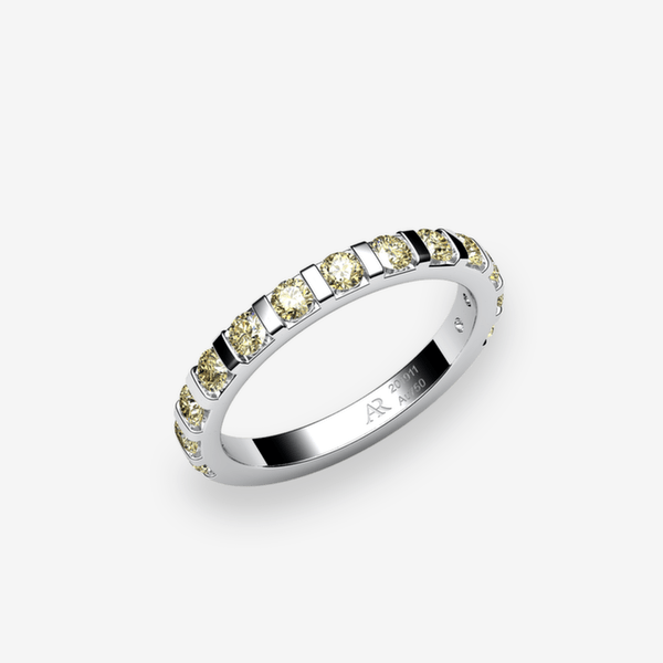 Zayane Bague serti barrette Diamants jaunes Platine 950‰