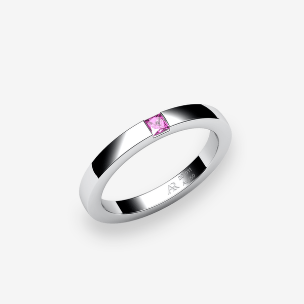 Zayane Bague serti barrette Saphir rose Platine 950‰