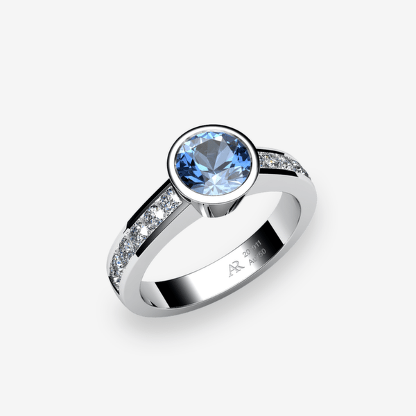 Venise Bague serti clos Aigue-marine Platine 950‰