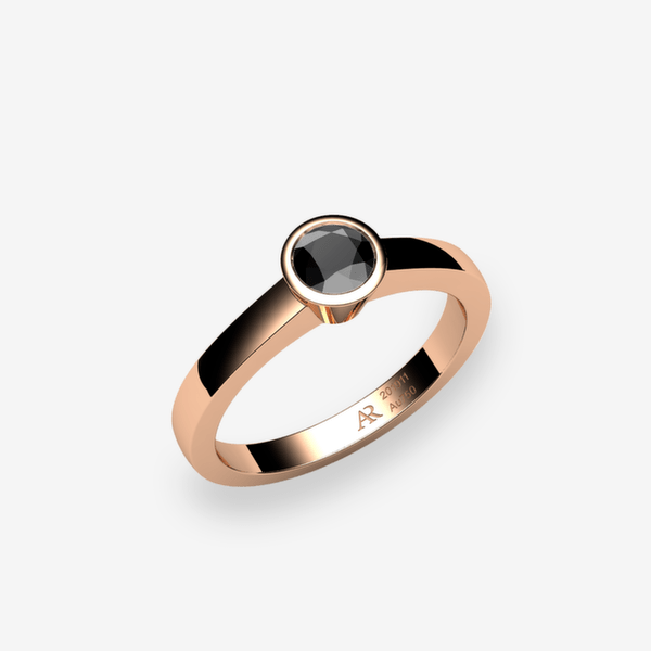 Venise Bague serti clos Diamant noir Or rose 18 carats
