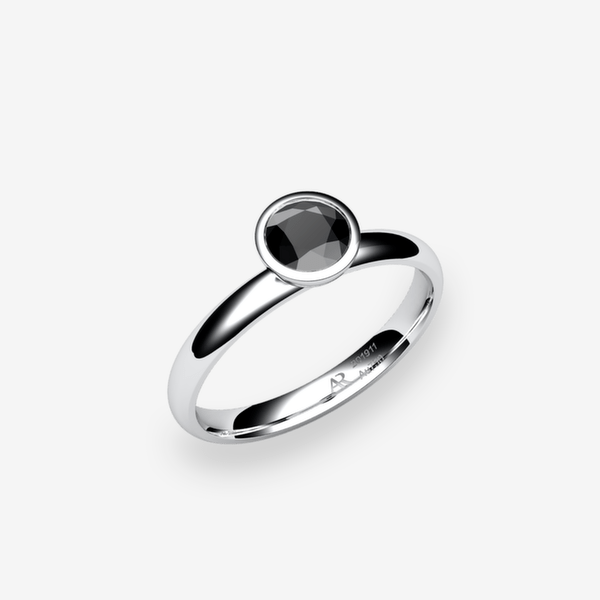 Melodie Bague serti clos Diamant noir Platine 950‰