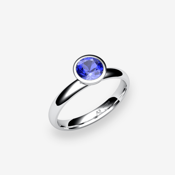 Melodie Bague serti clos Saphir bleu Platine 950‰