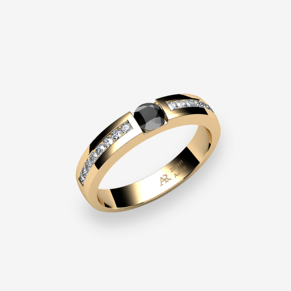 Zayane Bague serti rail Diamant noir Or jaune 18 carats