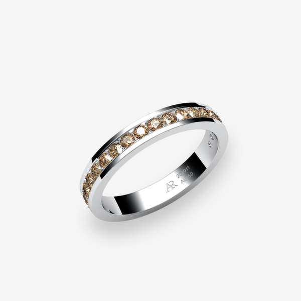 Venise Bague serti rail Diamants bruns Platine 950‰