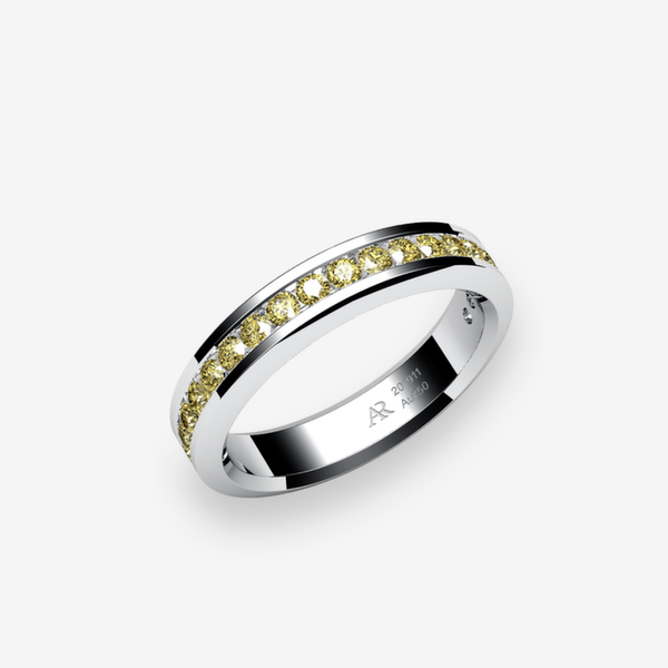 Belgravia Bague serti rail Diamants jaunes Platine 950‰