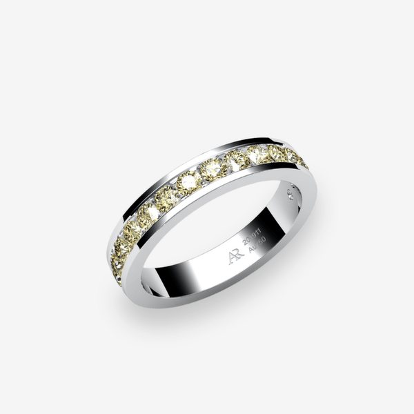 Venise Bague serti rail Diamants jaunes Platine 950‰