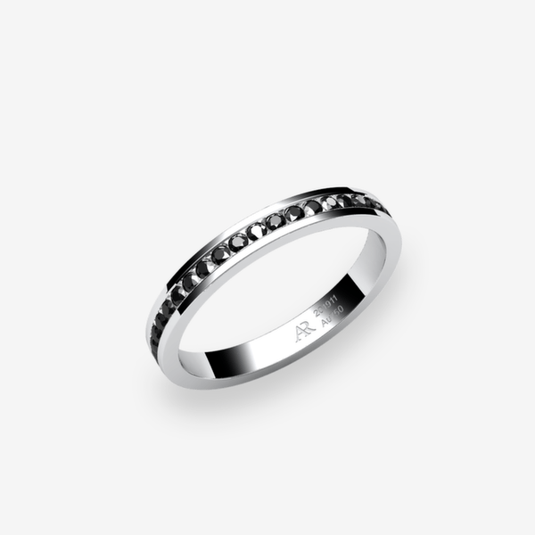 Venise Bague serti rail Diamants noirs Or blanc palladié 18 carats