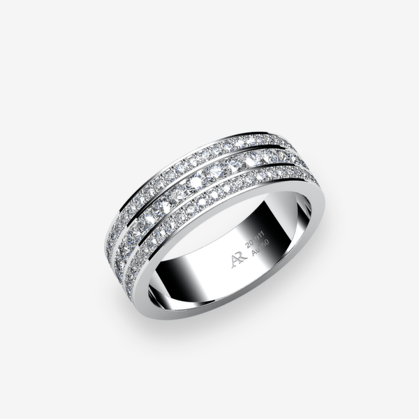 Venise Bague serti rail et pavage Diamants Or blanc palladié 18 carats
