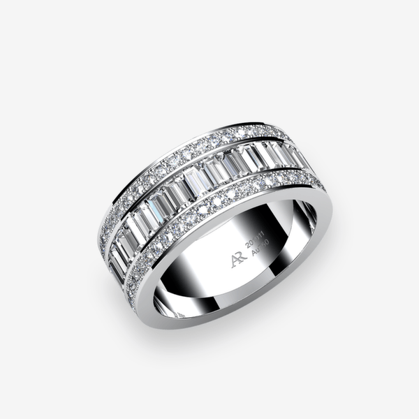Venise Bague serti rail et pavage Diamants Or blanc palladié 18 carats