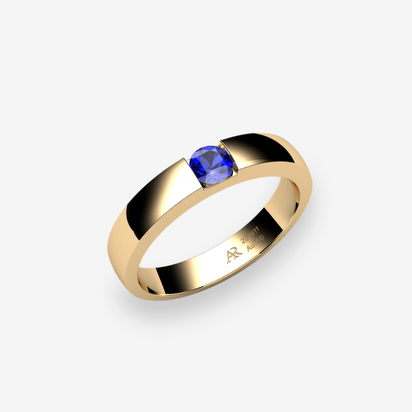 Zayane Bague serti rail Saphir bleu Or jaune 18 carats