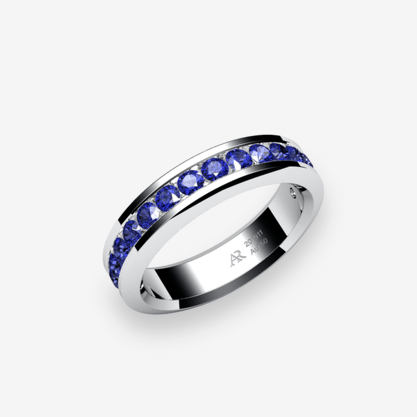 Belgravia Bague serti rail Saphirs bleus Platine 950‰