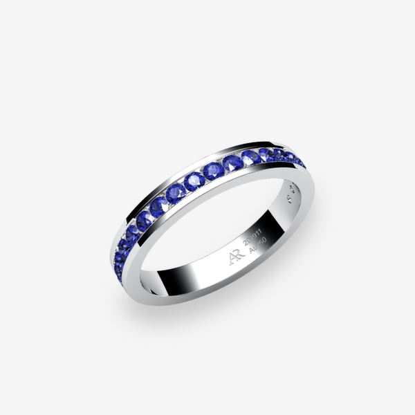 Venise Bague serti rail Saphirs bleus Platine 950‰