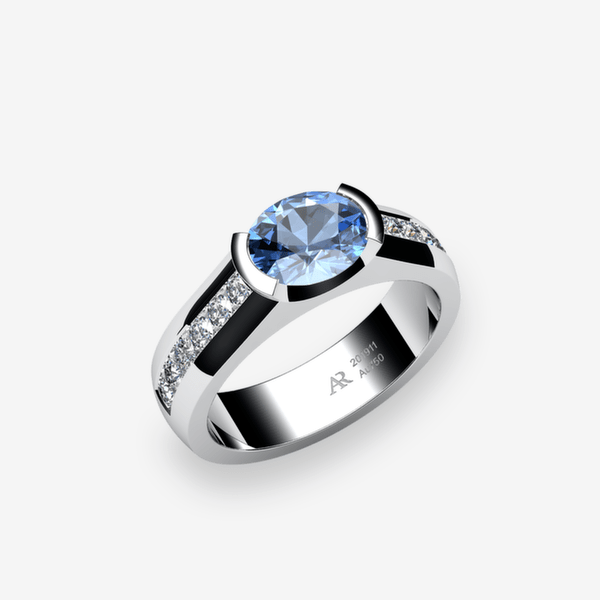 Constance Bague serti semi-clos Aigue-marine Platine 950‰