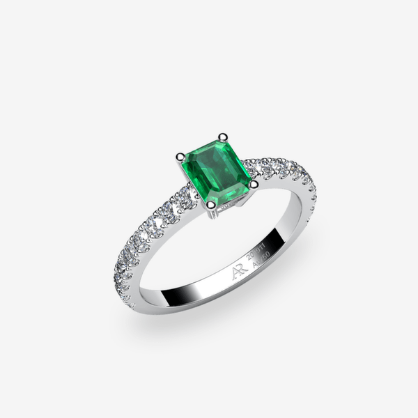 Bellatrix Bague solitaire Émeraude Platine 950‰