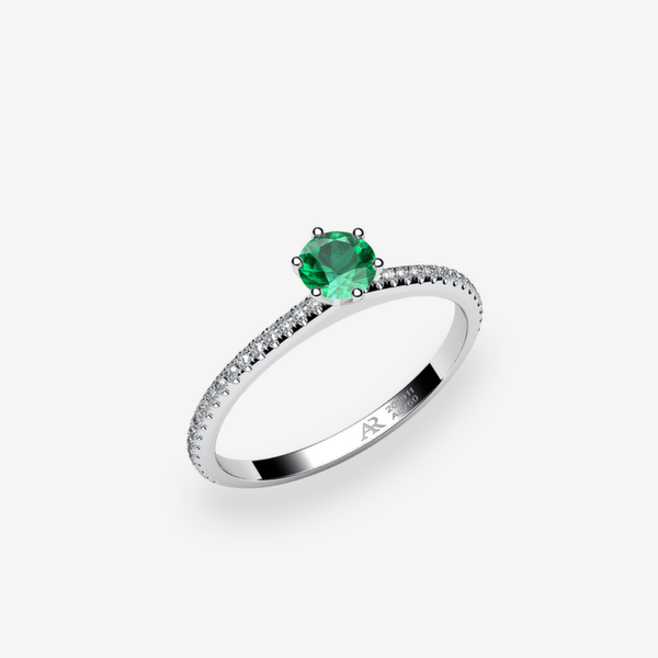 Stella Bague solitaire Émeraude Platine 950‰