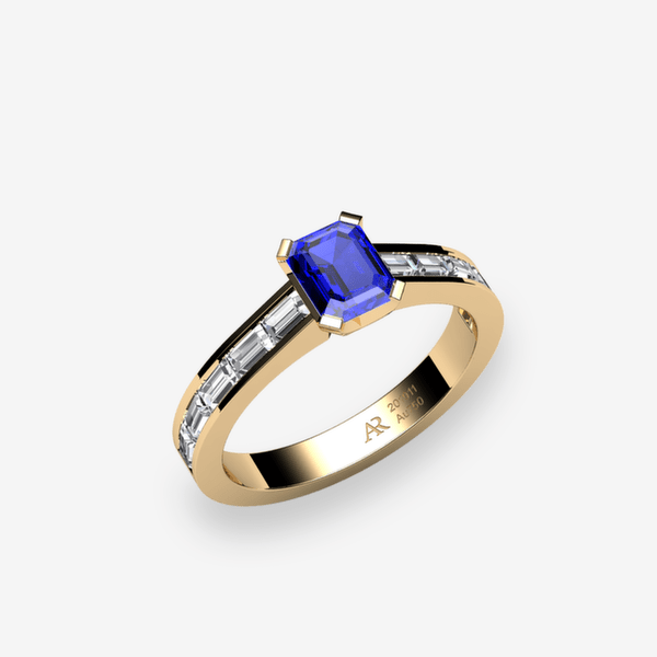 Rigel Bague solitaire Saphir bleu Or jaune 18 carats