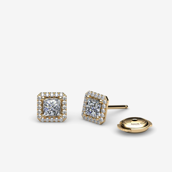 Grâce Boucles d'oreilles entourage Diamants Or jaune 18 carats