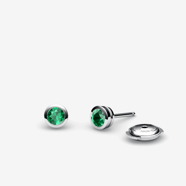 Venise Boucles d'oreilles serti clos Émeraudes Platine 950‰