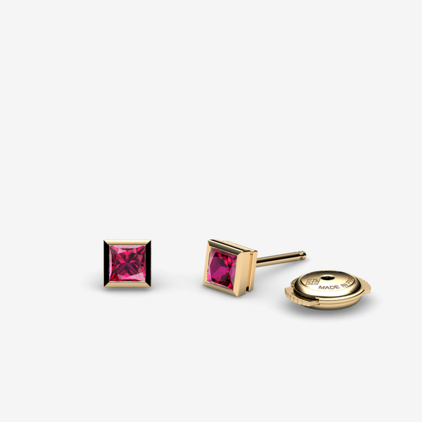 Venise Boucles d'oreilles serti clos Rubis Or jaune 18 carats