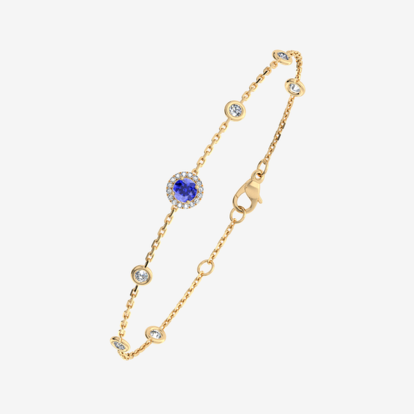 Grâce Bracelet entourage Saphir bleu Or jaune 18 carats