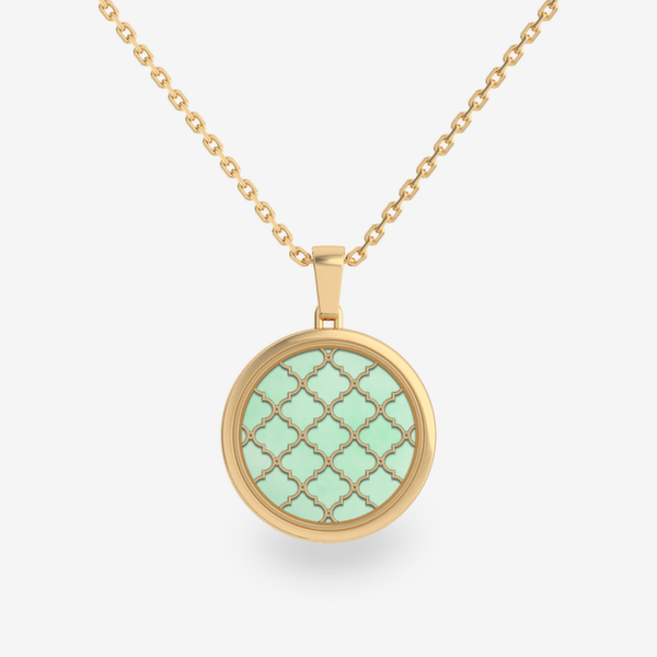 Jardin Secret Pendentif double face Jade vert et Onyx noir Or jaune 18 carats