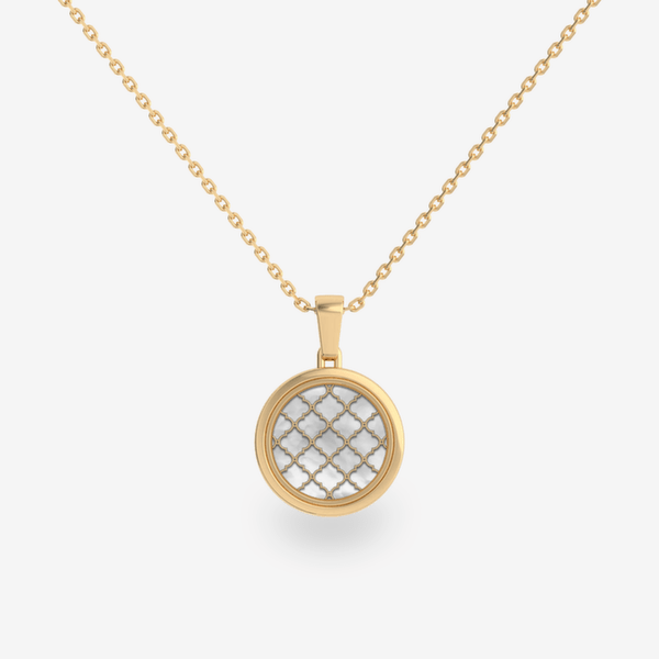 Jardin Secret Pendentif double face Nacre blanche perlée et Onyx noir Or jaune 18 carats