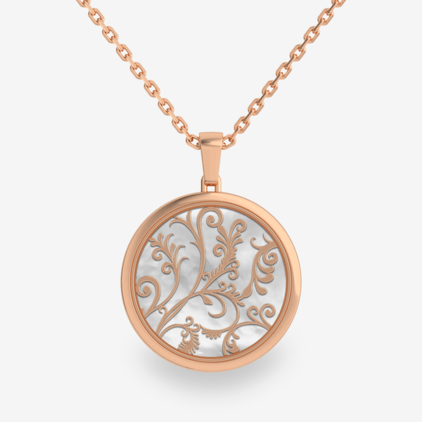 Jardin Secret Pendentif double face Nacre blanche perlée et Onyx noir Or rose 18 carats