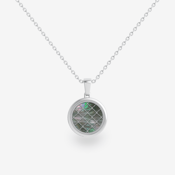 Jardin Secret Pendentif double face Nacre de Tahiti et Onyx noir Or blanc palladié 18 carats