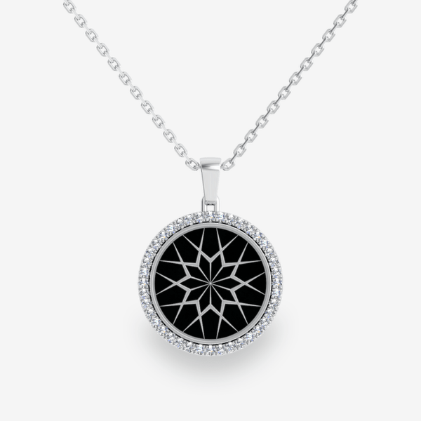 Jardin Secret Pendentif pavage diamant Jade noir Or blanc palladié 18 carats