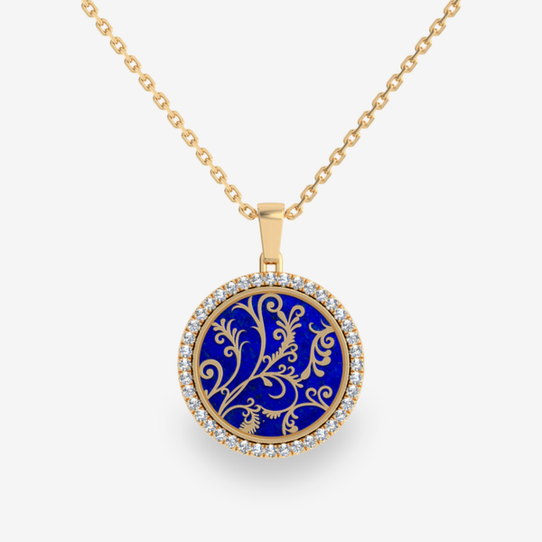 Jardin Secret Pendentif pavage diamant Lapis Lazuli Or jaune 18 carats