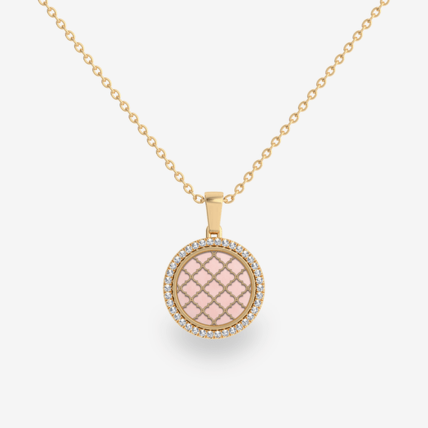Jardin Secret Pendentif pavage diamant Opale rose Or jaune 18 carats