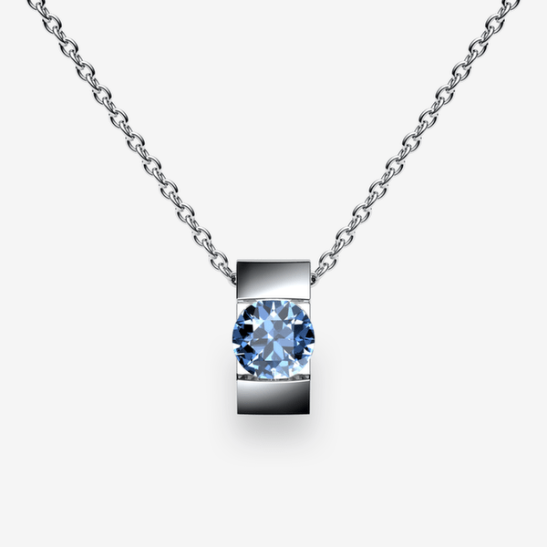 Zayane Pendentif serti barrette Aigue-marine Platine 950‰