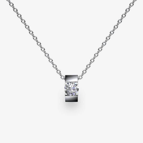 Zayane Pendentif serti barrette Diamant Or blanc palladié 18 carats