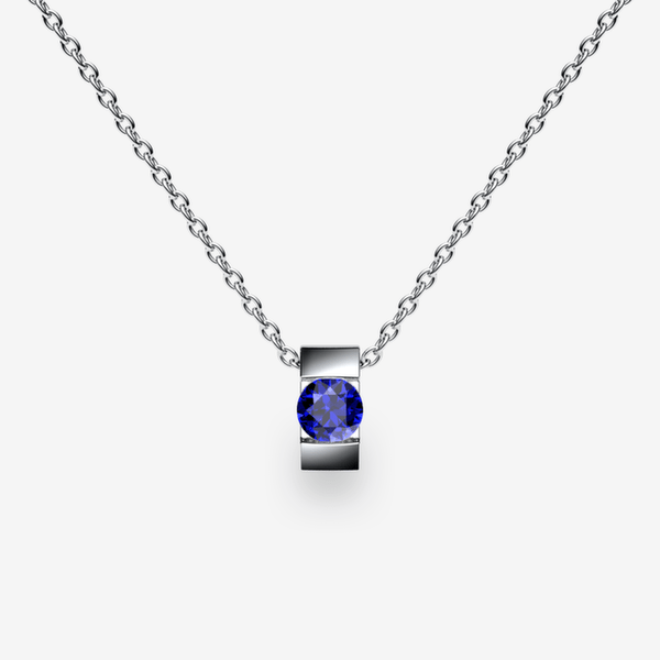 Zayane Pendentif serti barrette Saphir bleu Platine 950‰
